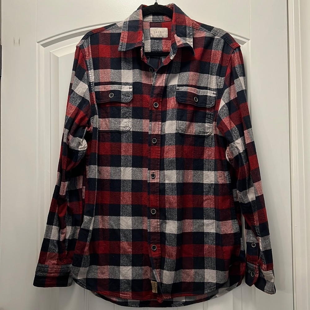 Men’s Jachs‎ Brawny Blue Flannel Plaid Button Down Size M